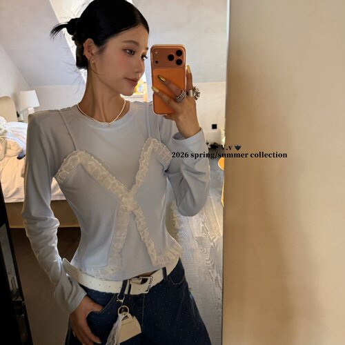 韩版气质假两件长袖T恤女