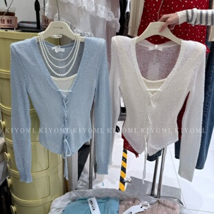 针织衫 十三行KIYOMI2026春季 显瘦假两件长袖 设计感亮片修身 女 新款