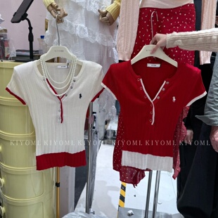 新款 针织衫 韩版 显瘦假两件短袖 女 气质修身 十三行KIYOMI2026夏季