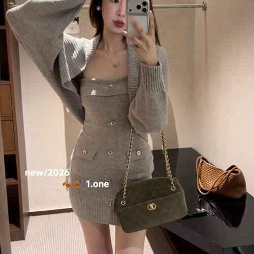 2026秋季连衣裙开衫套装女