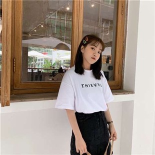 2025夏季 上衣潮 简约宽松原始风白色百搭短袖 t恤女学生ins港风短袖