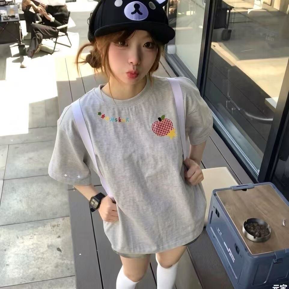2026夏季新款短袖t恤女宽松个性小众上衣甜美可爱打底衫ins学院风