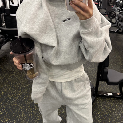 JOKAVIBE 秋冬重磅连帽加绒刺绣卫衣美式宽松高街套头上衣情侣款