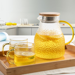 大容量冷水壶 凉水壶玻璃水壶耐高温家用泡茶壶果汁凉白开水杯套装