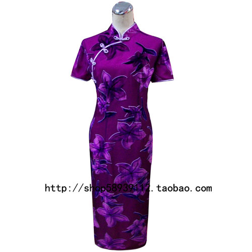 红影旗袍 定制 真丝绒 旗袍 敬酒 婚礼旗袍 礼服（款号J316)