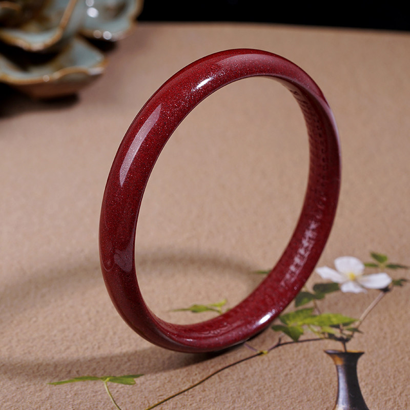 朱砂手镯女心经细镯子天然原石原矿紫金沙叮当镯手串母亲节礼物