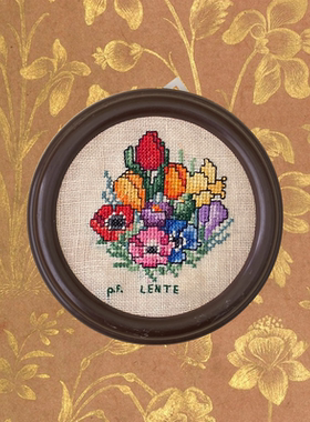 世界岛法国中古复古花卉十字绣客厅装饰画餐厅卧室挂画清新刺绣