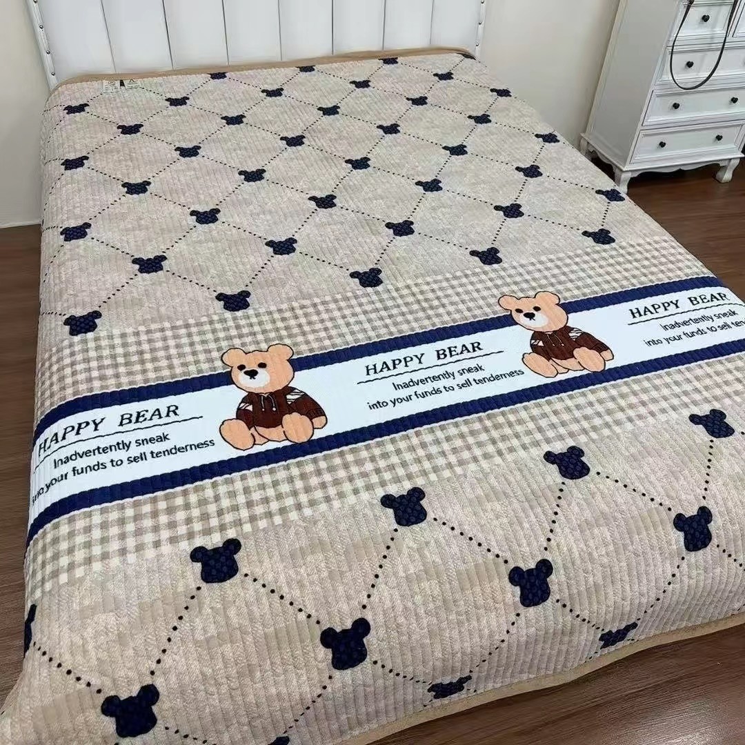 学生宿舍牛奶绒加厚绗缝绒床盖