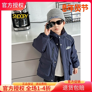 史努比儿童装羽绒服冲锋衣两件套三合一可拆卸外套中大童男女童冬