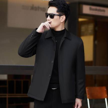 装冬年YLI季新款高棉衣男中老加厚保暖端翻领棉服爸爸商务扣子款