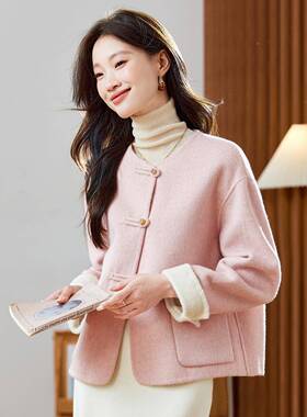 双面呢羊毛大衣秋冬2女0225新款小个子国风新中式羊毛外套ZHZH263