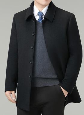 新中羊绒大衣男中长款鸭款绒内胆可拆卸羊毛秋冬保暖年毛TQI呢大