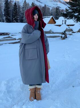 面穿圣诞b182-859新年红色羽绒服女季2025年新中长款过膝加厚冬两