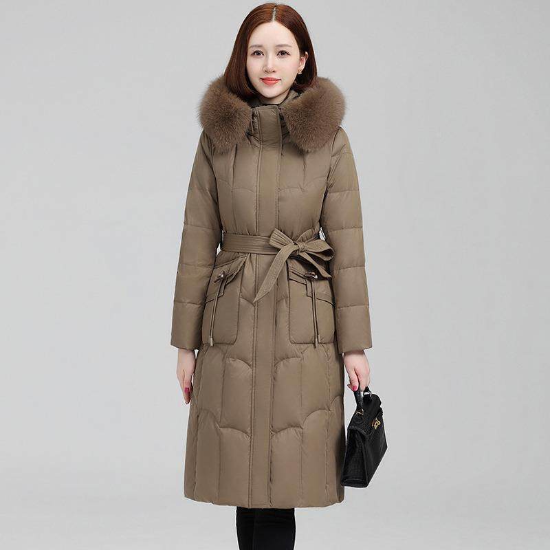 正修品贸羽绒服款女长118-8817款2024冬新外套女大码过膝外白鹅绒