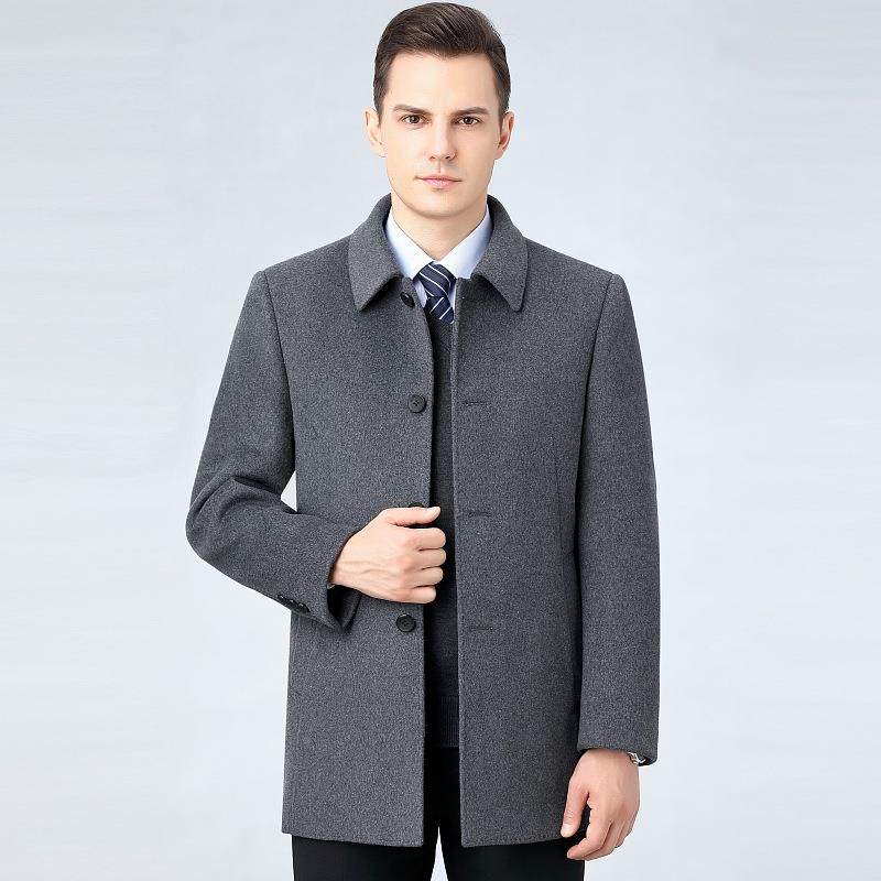 牌男品装双面8213-F呢羊毛衣2024冬季白鸭绒保中暖老年大男士中长