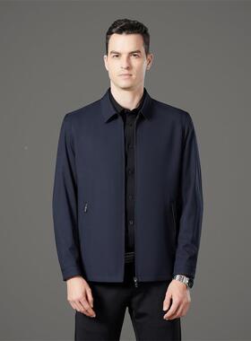 28806-KJ502秋季新款品牌男式夹克中年男翻时尚纯色高士级领感茄