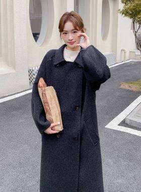 黑色双面羊毛衣女冬2秋025新款厚超好看高级感B263-S20长款过膝毛