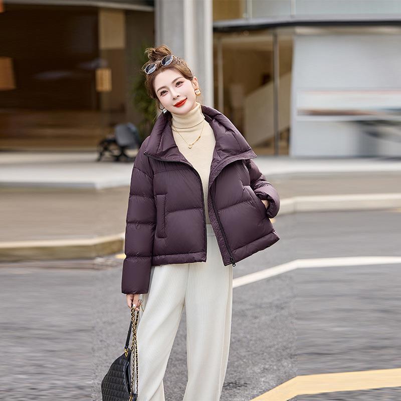 女式羽绒冬季新款女装立YE6315-1领小个子百服尚搭时9白0鸭绒外套