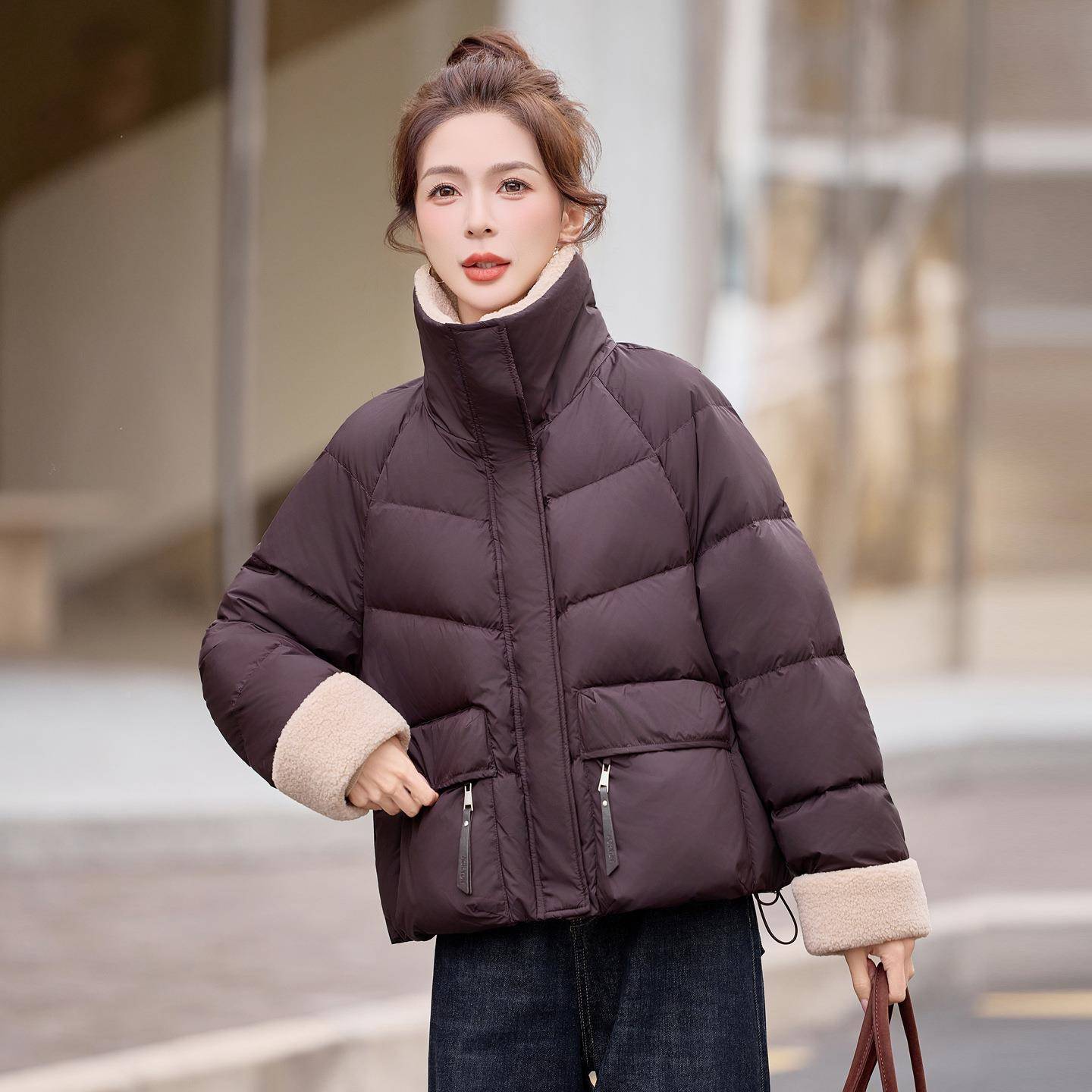 领羽绒服秋2冬季保羽绒服毛205暖新款时尚女装短款休YU9023-1闲外