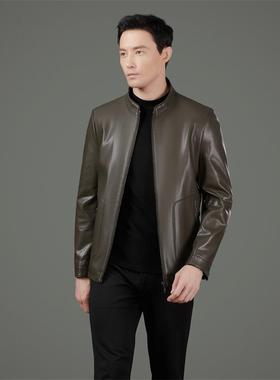 克宁真皮皮绵衣男士羊皮秋冬PZZ季立领爸爸装皮夹中年加绒海保暖