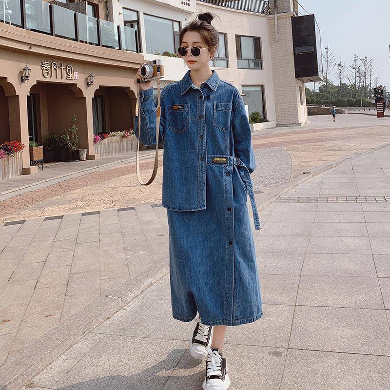 仔连衣裙袖女式早秋季20牛25新款法设计感小ZR2D120 众假两件套长