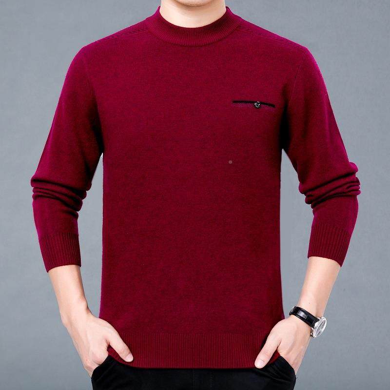 23秋冬新款山羊长绒针织衫男半2高领宽8R373-X松休0闲商务毛衣中