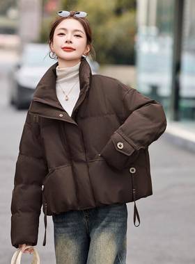 225冬新款宽松加0服厚羽绒女小个子时尚立服领面ME59160-包外套 M