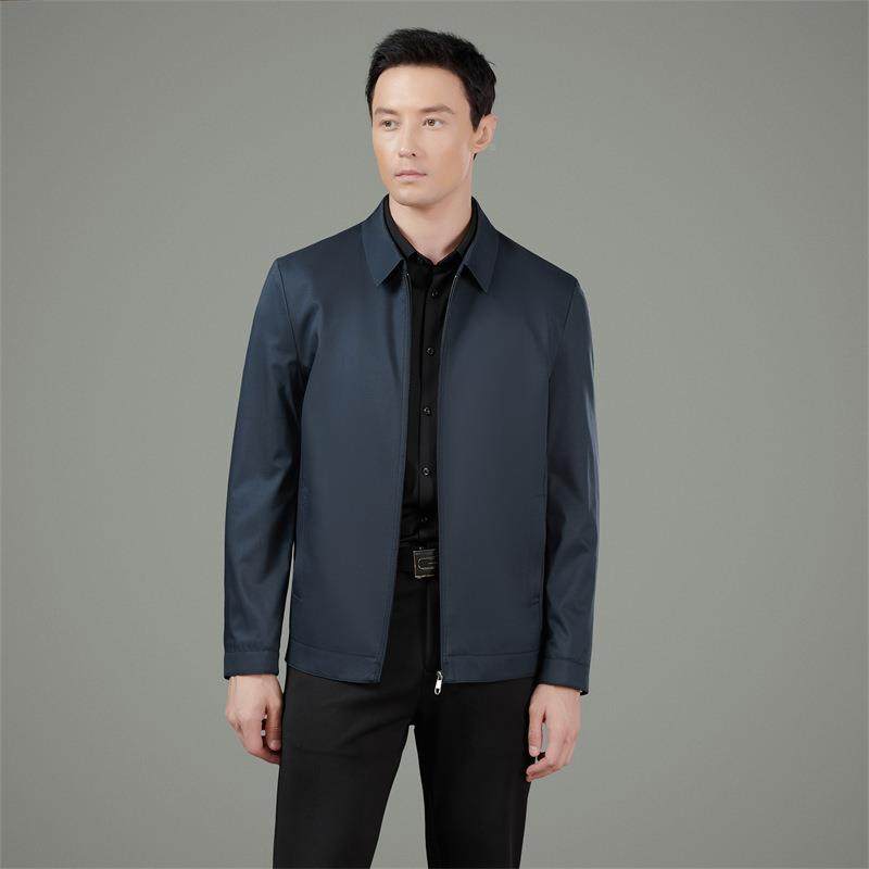 2502男春秋干季中老年士夹克商务休闲行政部无痕百搭翻领茄8813-K