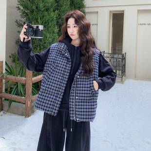 阔腿 休闲运动卫衣装 藏青色系格韩纹羽绒马甲套女C299 6820225冬季