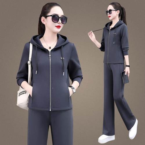 闲运套动装女士202587712369春秋休新款年时髦洋气立领开衫束脚裤