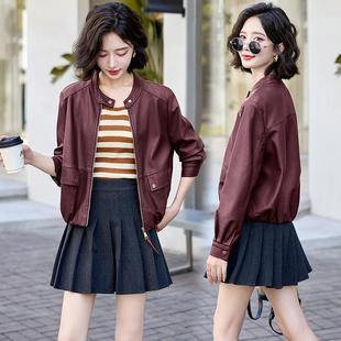 领绵羊短款 新款 高时尚 女立新款 皮夹克 皮GOT端皮衣女外套年春秋季