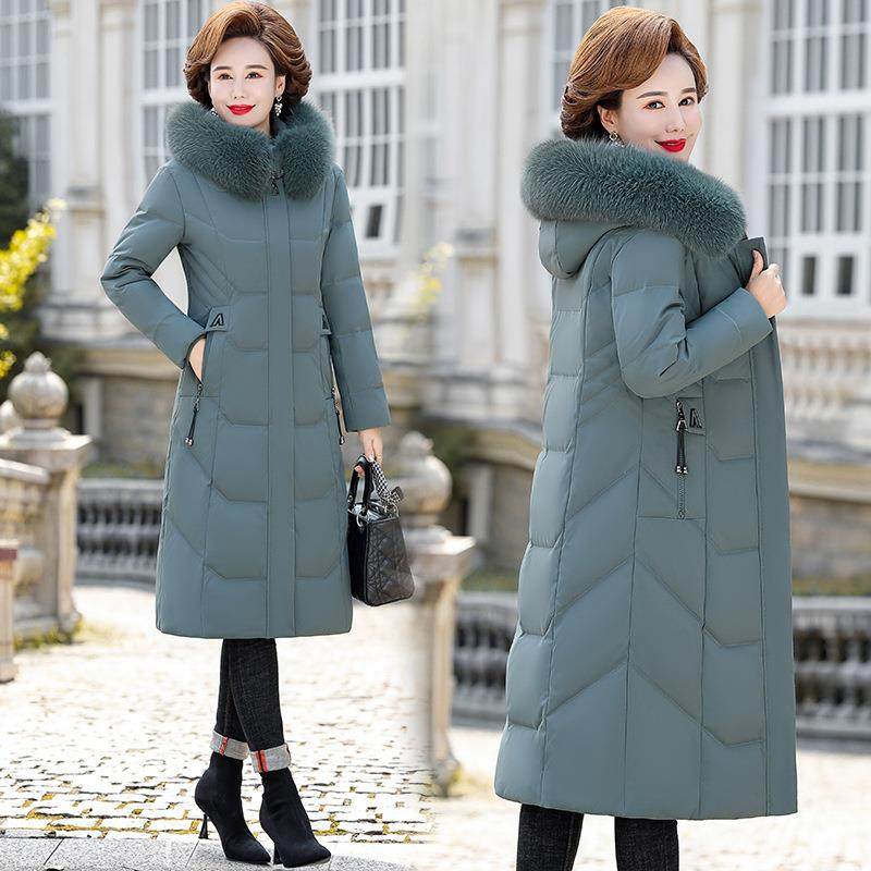 款冬季羽绒WQN服绒女长款过膝连狐狸毛领韩版修身新保暖帽妈妈羽