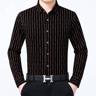 衬衫 LL式 烫开衫 长袖 时 新款 条纹男士 20年23闲春秋商务休中男1229