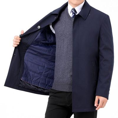 2885224专柜羽绒服男内中长款商务加可拆卸胆中老0年大码白鸭绒厚