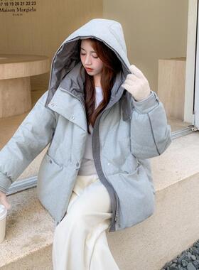 浅服蓝色C372-876韩系学风短款连帽羽绒女202暖5冬季保厚实院白鸭