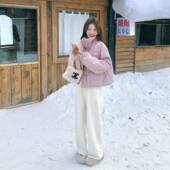 粉色羽绒服女025冬季 y01宽松2短款 新超好看小款 个子洋系气韩091A