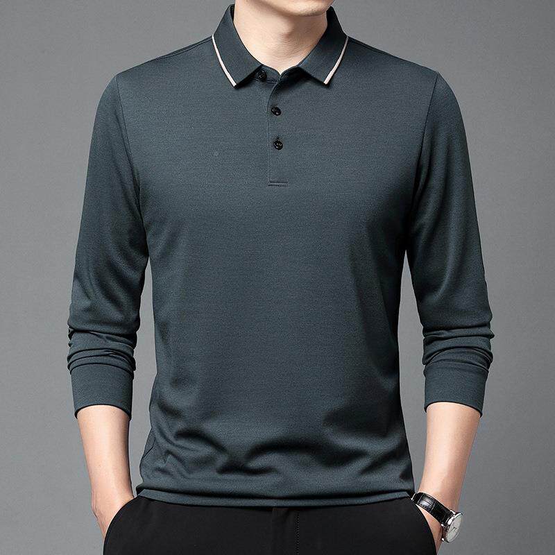 品牌男装T恤2025秋新款中老9152-KK年季爸装宽松纯色羊绒爸袖长体