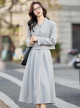 时尚装两225春季新款飘带领小香风0单排扣外套半裙件套Y2512-01裙