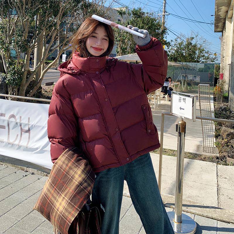 暖红c183-Y71高色新年连帽羽绒服女装冬季加厚减龄感90白鸭级绒保