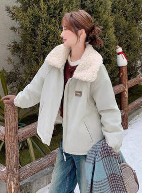 浅灰色小个女子好看派克服短款202超5冬新款韩版绒加厚棉D039-L65