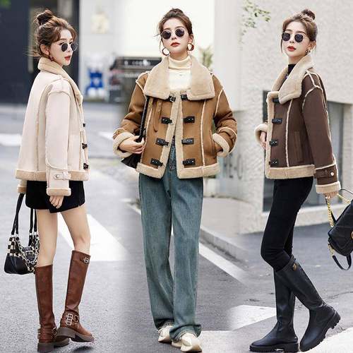 GXY皮毛一体短款套女外羊毛套外女冬季新款小个子皮羔毛加厚减龄