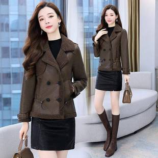 流行绵瘦羊羔毛短款 新套款 羊皮大衣 MEG皮毛一体外女秋冬显季 时尚