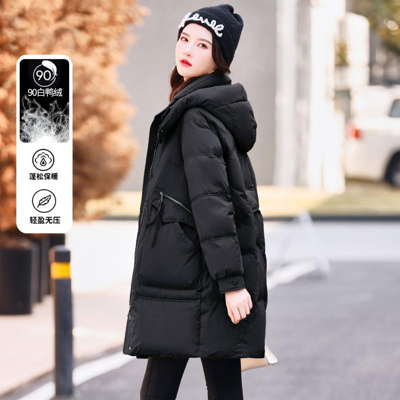 高端羽绒服女长尚款20中24ZHANG362年冬季新小款个子韩版时白鸭绒