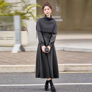 2025确2定新款女装针织披肩肉长款裙子时两尚件套连衣裙 YF6YF263