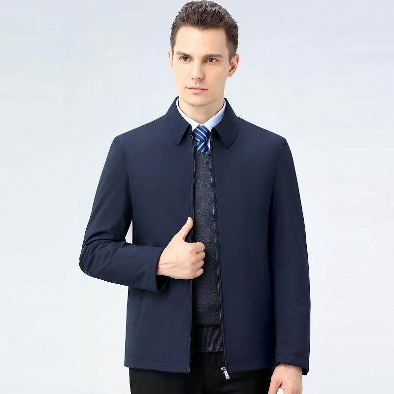 2简023中年冬季羽绒服2135-F男士轻薄暖翻领拉链爸爸装爆约夹克保