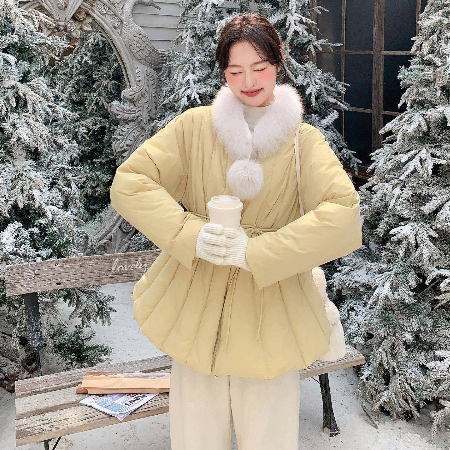 20M2冬XM971-115季新款羽绒服女中长款时收腰显瘦白鸭绒外套配尚