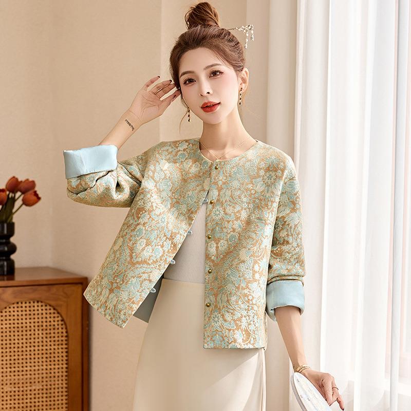 黄色新中式女提花色短外套秋ZLE1311J轻风唐装国上衣时尚洋气小个