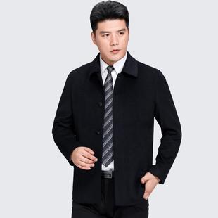 02冬装羊绒4大衣男1885士短款翻领中老男装年保2暖羊毛呢子加棉外