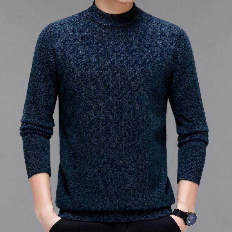 00纯羊绒半领高9532-KK毛衣男士1羊毛衫中年厚加保暖针织打底衣秋