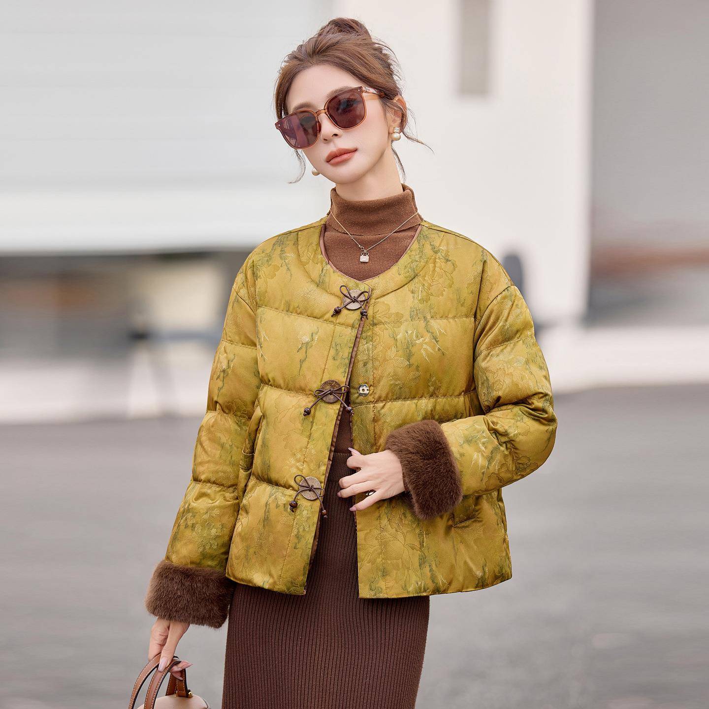 式羽绒服女205冬季新款女装气新中式洋国W5901-11风保2暖白鸭绒外